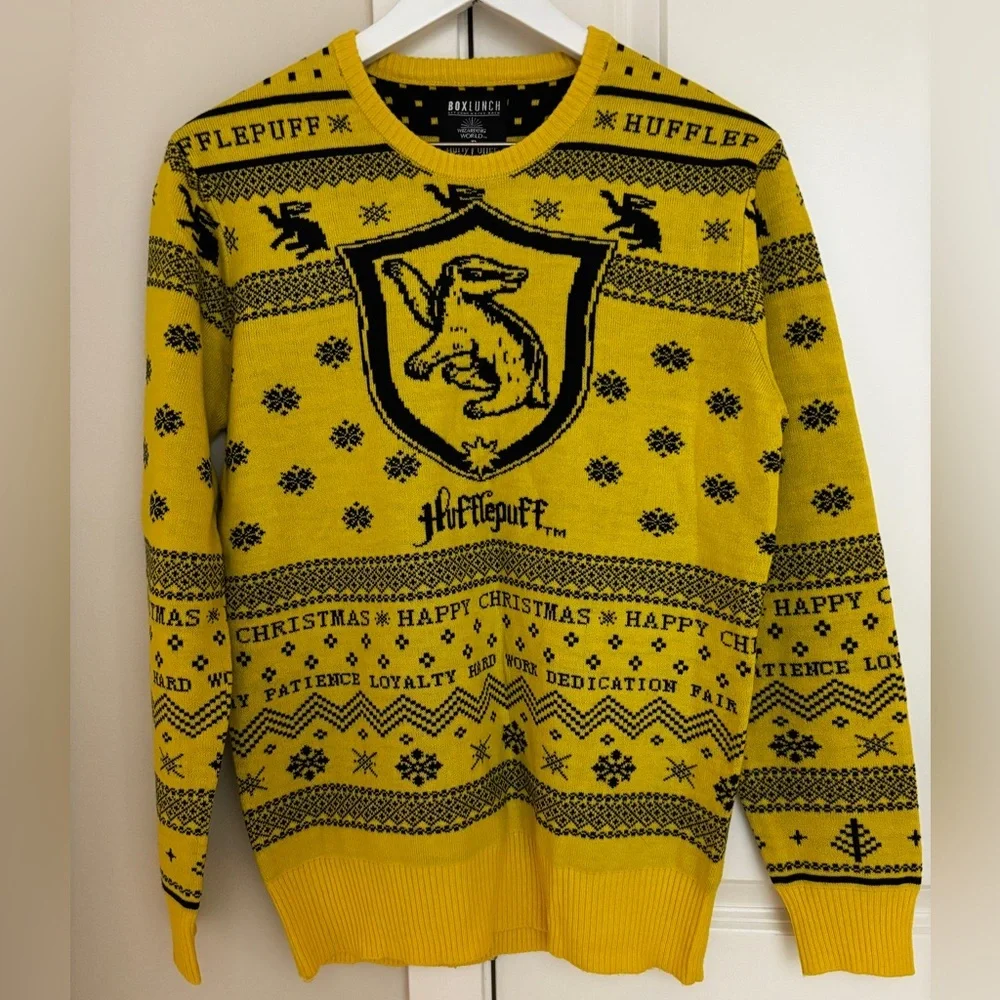 Harry Potter Hufflepuff Christmas Sweater from BoxLunch, Adult Size Small